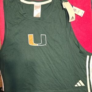 Adidas Green Athletic Tank with Logo of Miami Hurricanes